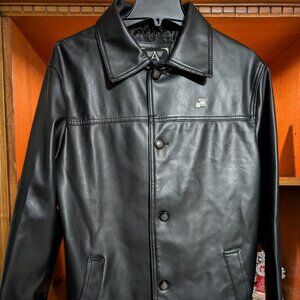 A Emporio Collezione Men's Soft Faux Leather Jacket Pea Coat -Black (MEDIUM)